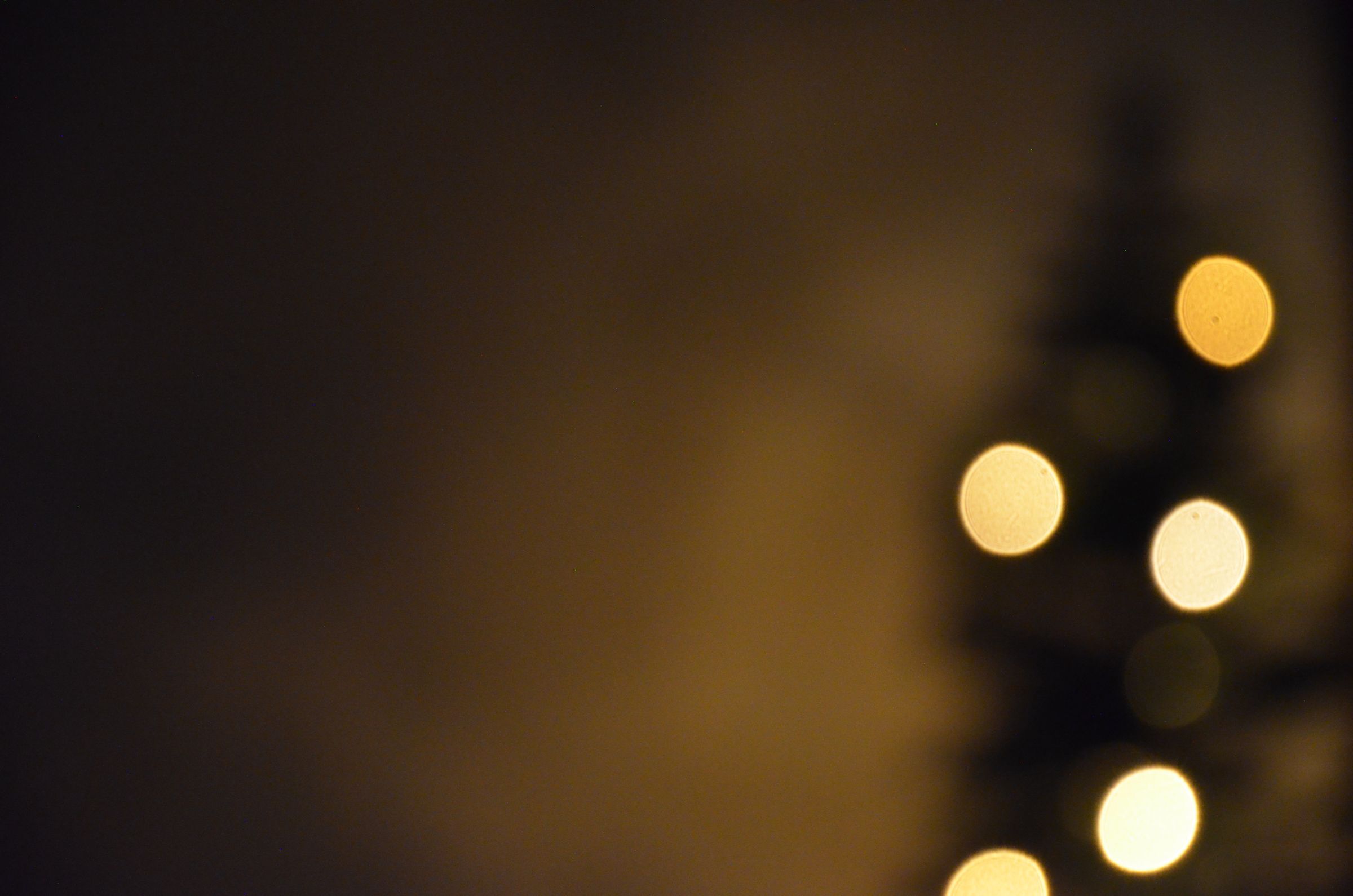 Warm, out-of-focus tree lights glowing in a dark room